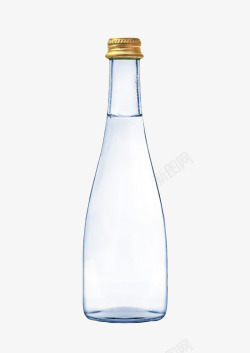 媒介透明解渴窄口金色盖子的一瓶饮料高清图片