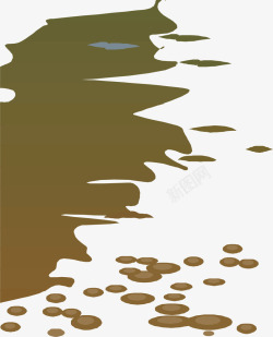 棕色卡通湖水波纹倒影矢量图素材
