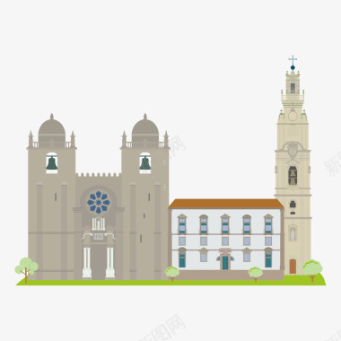 葡萄串葡萄牙建筑旅游景点标矢量图图标图标