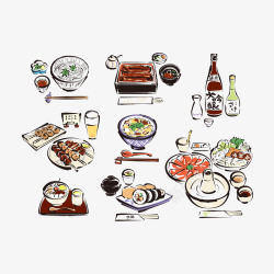 寿司矢量手绘美食矢量图高清图片