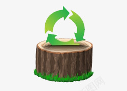 卡通手绘树桩环保图标图标