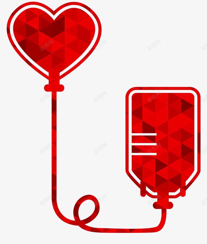 创意献血标志矢量图ai免抠素材_88icon https://88icon.com 低多边形 公益 捐血 矢量图 红心 输液