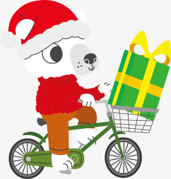 可爱圣诞节小白熊自行车素材