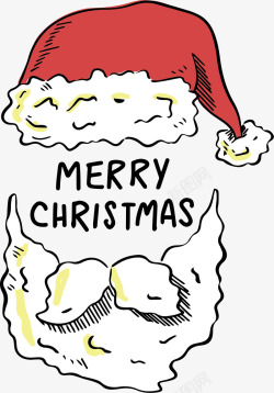 圣诞节手绘圣诞老人胡子海报矢量图素材