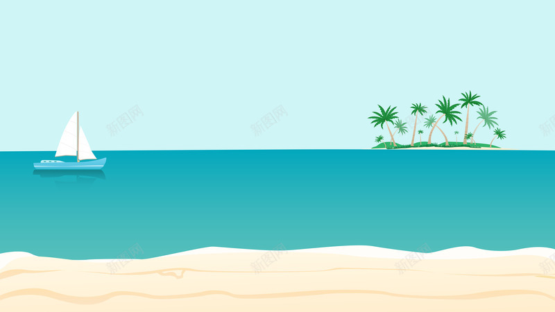 海边沙滩椰林海岛帆船png免抠素材_88icon https://88icon.com 帆船 椰林 沙滩 海岛 海岛小船 海边