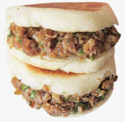茯苓夹饼传统美食腊汁肉白吉馍高清图片