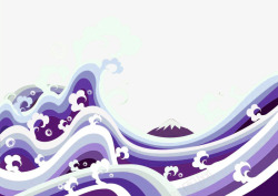 紫色卡通海浪边框纹理素材