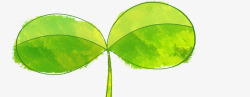 手绘嫩芽手绘绿色清新树叶嫩芽高清图片