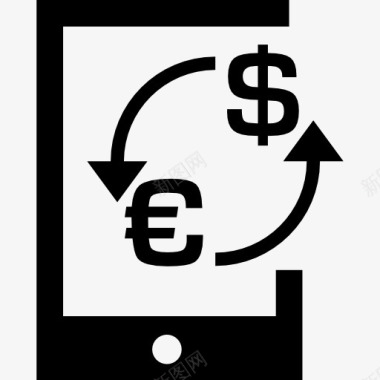 欧元兑美元汇率在货币符号一片图标图标