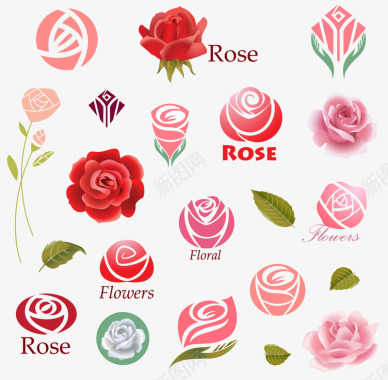 logo设计玫瑰花图标矢量图图标