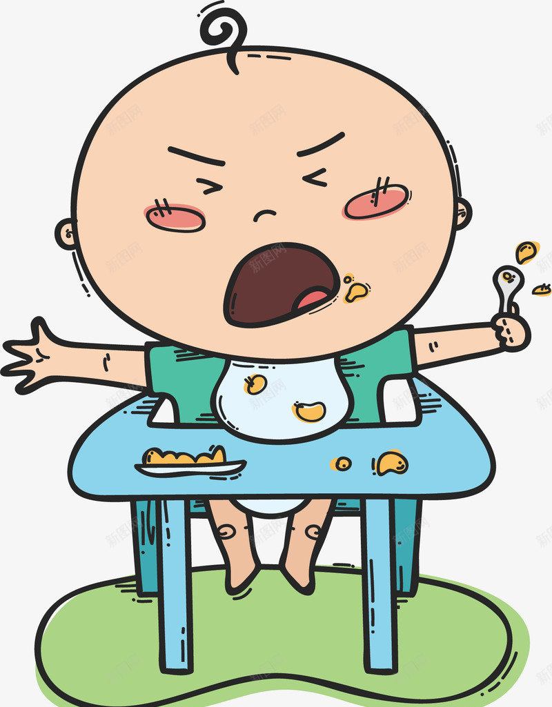 不好好吃饭的婴儿矢量图ai免抠素材_88icon https://88icon.com 不开心 卡通婴儿 吃饭的婴儿 婴儿 新生儿 矢量png 矢量图
