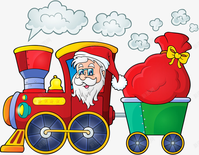 坐火车的圣诞老人png免抠素材_88icon https://88icon.com 卡通 可爱 圣诞老人 手绘
