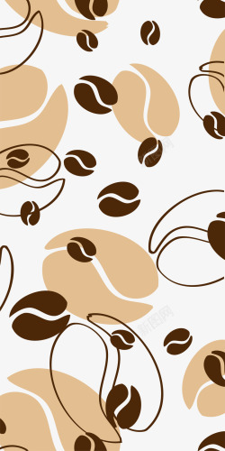 简约花纹背景棕色咖啡豆背景高清图片