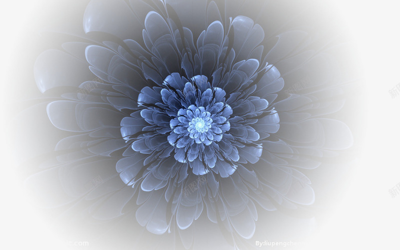 蓝色重叠的花朵中秋png免抠素材_88icon https://88icon.com 中秋 花朵 蓝色 重叠