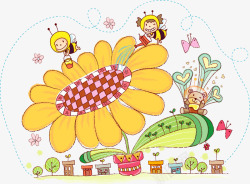 采花的蜜蜂卡通蜜蜂采花蜜高清图片