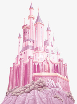 粉红色卡通公主城堡效果素材