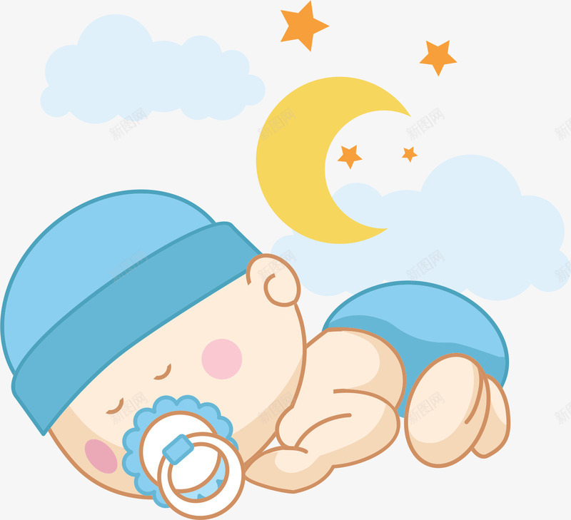 婴儿睡觉png免抠素材_88icon https://88icon.com PNG元素 云朵 免费下载 吸奶嘴的婴儿 奶嘴 奶嘴图案 婴儿 月亮 没穿衣服