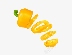 一片黄黄色美味切成一片片的黄灯笼椒实高清图片