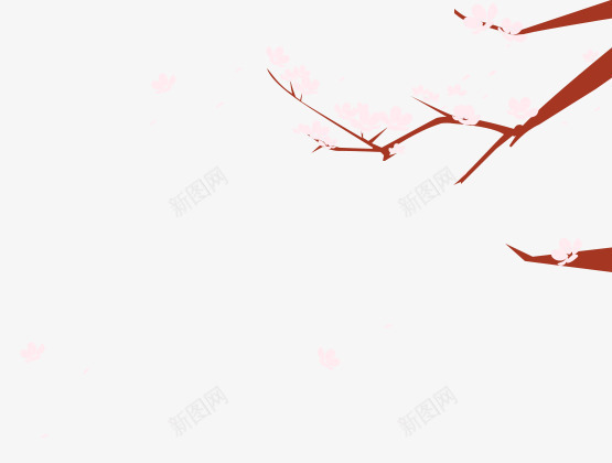 淡红色树枝花朵装饰png免抠素材_88icon https://88icon.com 树枝 淡红 花朵 装饰