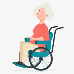 卡通老年患者轮椅矢量图素材