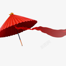 中国风江南水乡红纸伞装饰素材