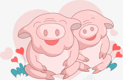 小猪热恋卡通小猪装饰图案高清图片