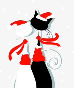 圣诞情侣猫咪插画矢量图素材