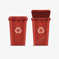 有害垃圾环保标志红色垃圾桶高清图片