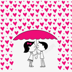 拿着伞的浪漫情侣的心素材