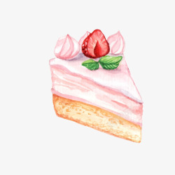 彩蛋卡通手绘水彩粉色的三角蛋糕高清图片