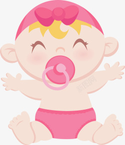 新生女婴可爱粉红新生女婴矢量图高清图片