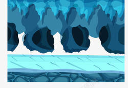 蓝色创意洞窟矢量图素材