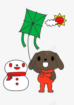 放风筝的小狗小狗在放风筝高清图片