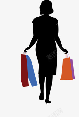 提着购物袋子的女人图图标图标
