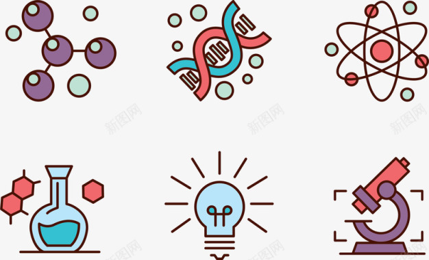化学分子生命科学卡通图标图标