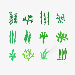 绿色水草简约绿色海洋珊瑚藻矢量图高清图片
