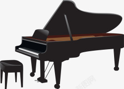 黑色高雅高档钢琴矢量图高清图片