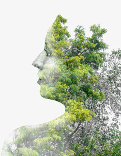 侧脸PNG矢量图创意树木人物侧脸高清图片