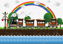 彩虹和火车素材