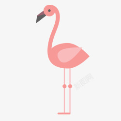 卡通扁平化粉红色的鸟类动物矢量图素材