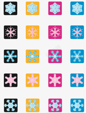雪花常用雪花圆矩形图标图标