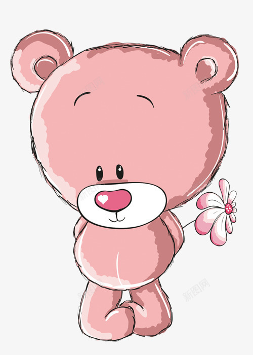 粉色小熊png免抠素材_88icon https://88icon.com 一只 卡通 可爱 嘴巴 小熊 手绘 简图 粉色 耳朵