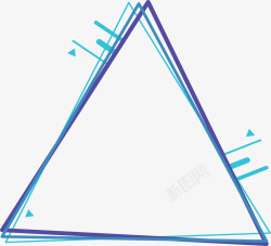 蓝色三角线性边框矢量图素材
