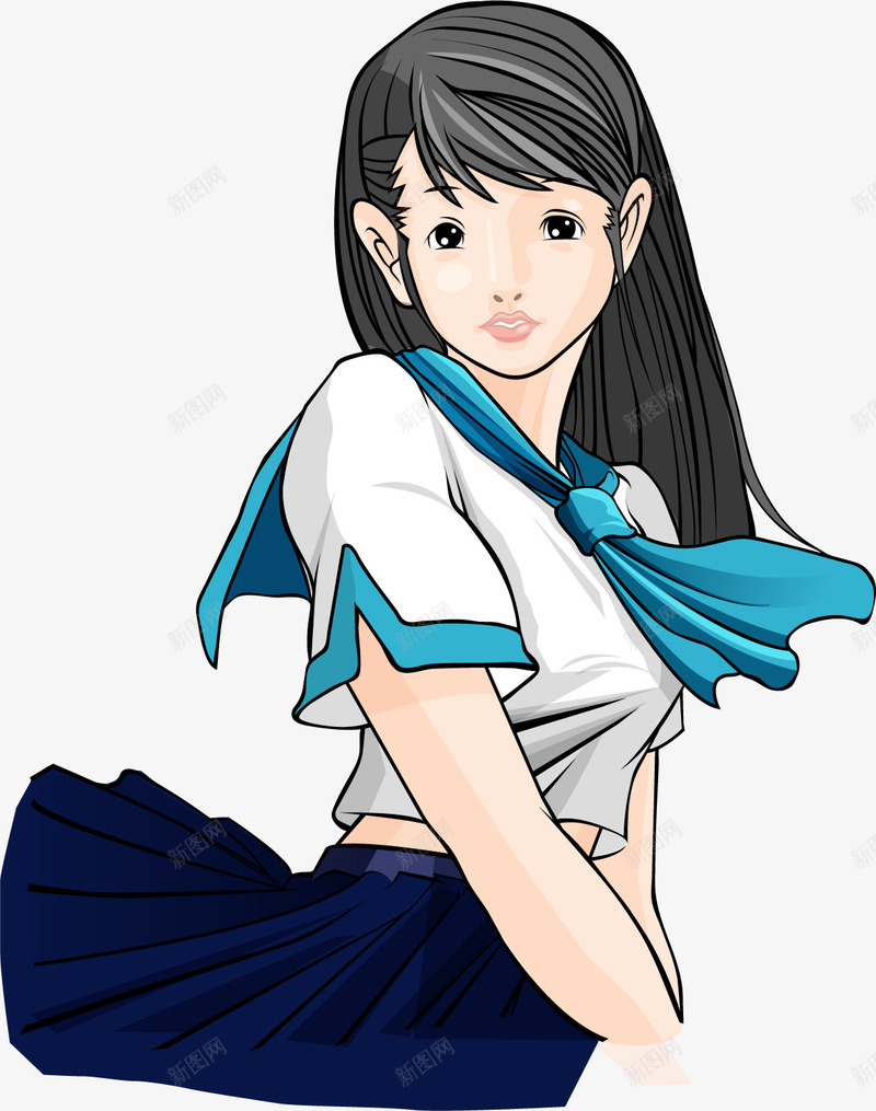 手绘女学生png免抠素材_88icon https://88icon.com 女学生 手绘 青春