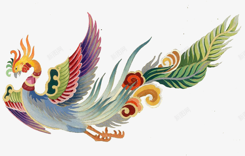 中国风彩色凤凰孔雀png图片免费下载-素材eifjyyi-88ICON