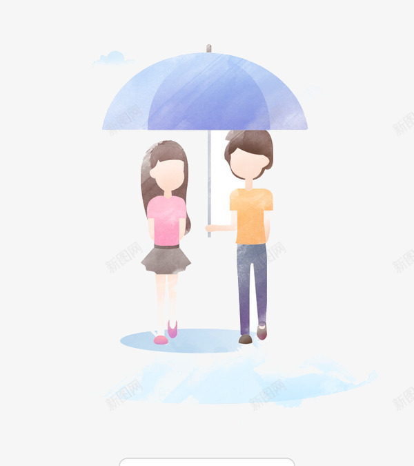 雨中漫步png免抠素材_88icon https://88icon.com 卡通 情侣 打伞