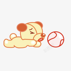 卡通可爱小狗玩皮球素材