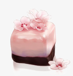 粉色食物手绘樱花布丁高清图片