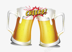 两杯啤酒手绘卡通两杯啤酒高清图片