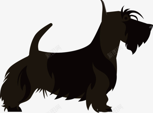 卡通动物插图黑色小狗图标图标